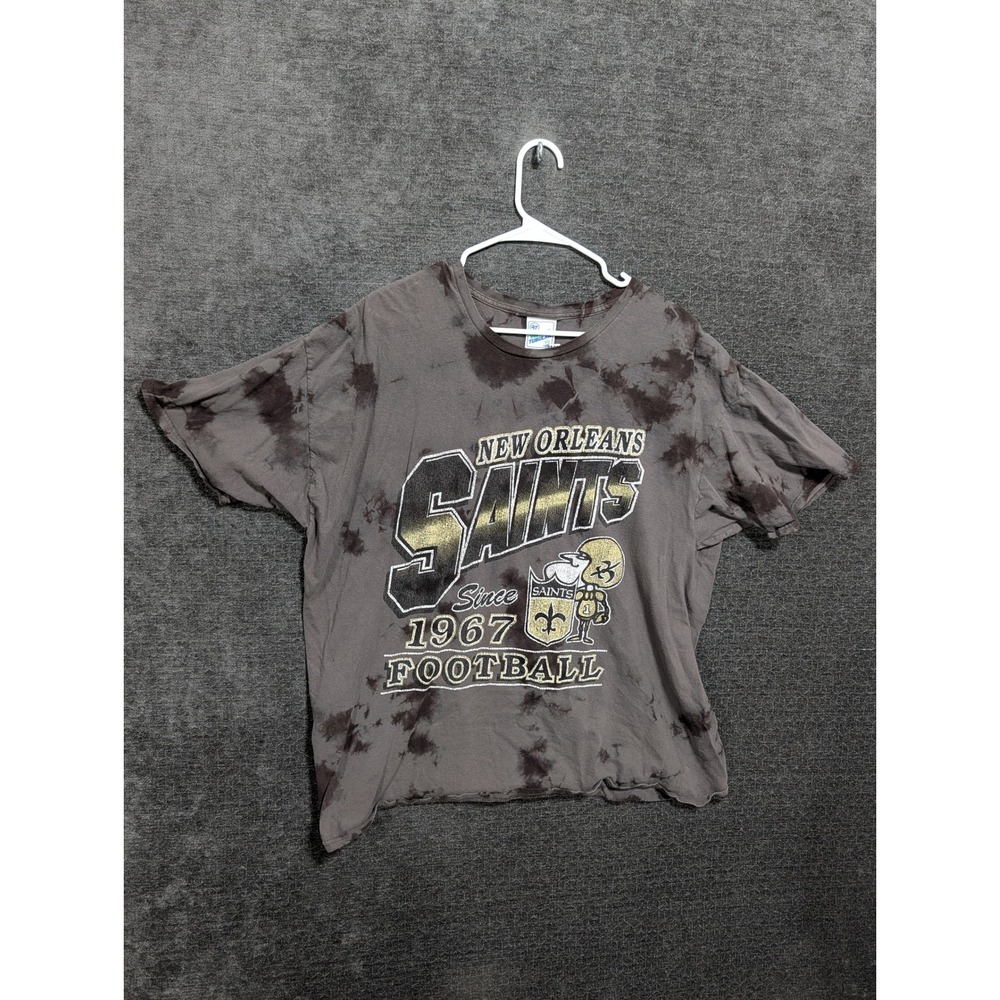 47 Brand New Orleans Saints Tie Dye T-Shirt Mens 2XL Vintage Tubular Brown Gray